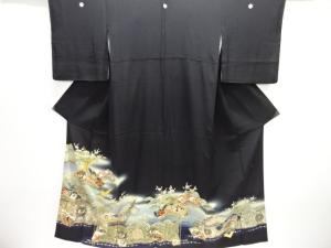 作家物　松鶴に華紋模様刺繍留袖（比翼付き）